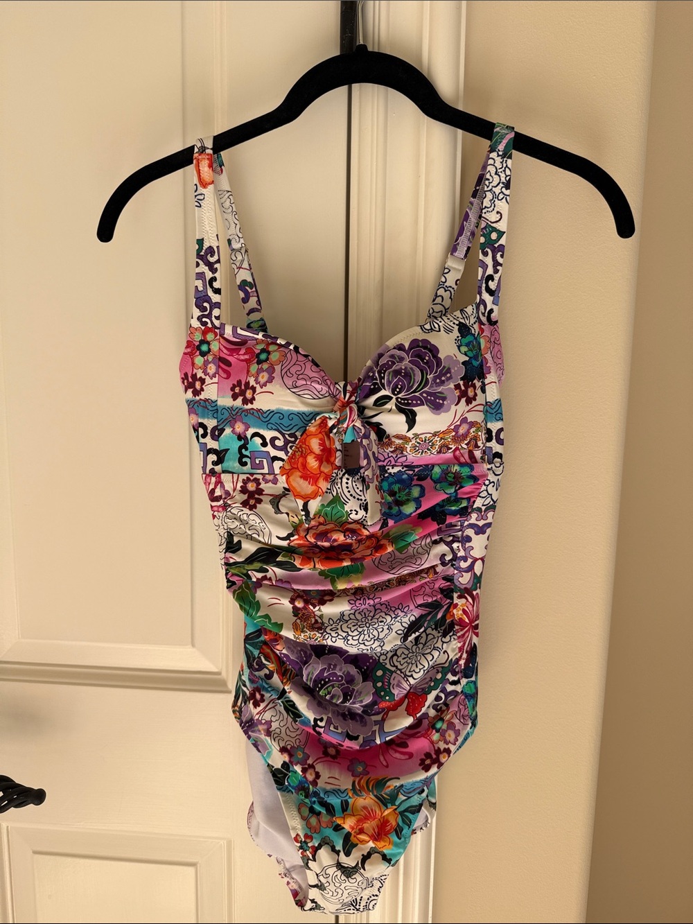 NWT Johnny Was Tie Ruched One Piece Swimsuit